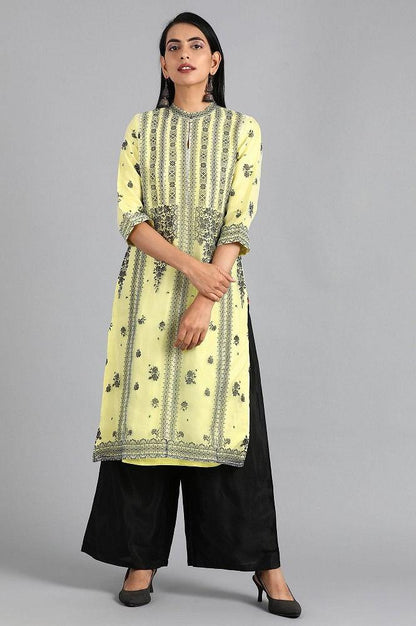 Green Mandarin Neck Printed kurta - wforwoman