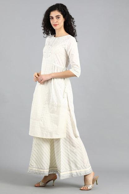 White Round Neck kurta