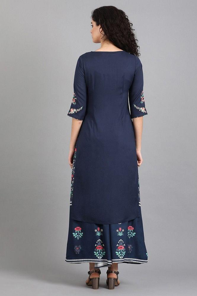 Blue Round Neck Yolo Dress - wforwoman