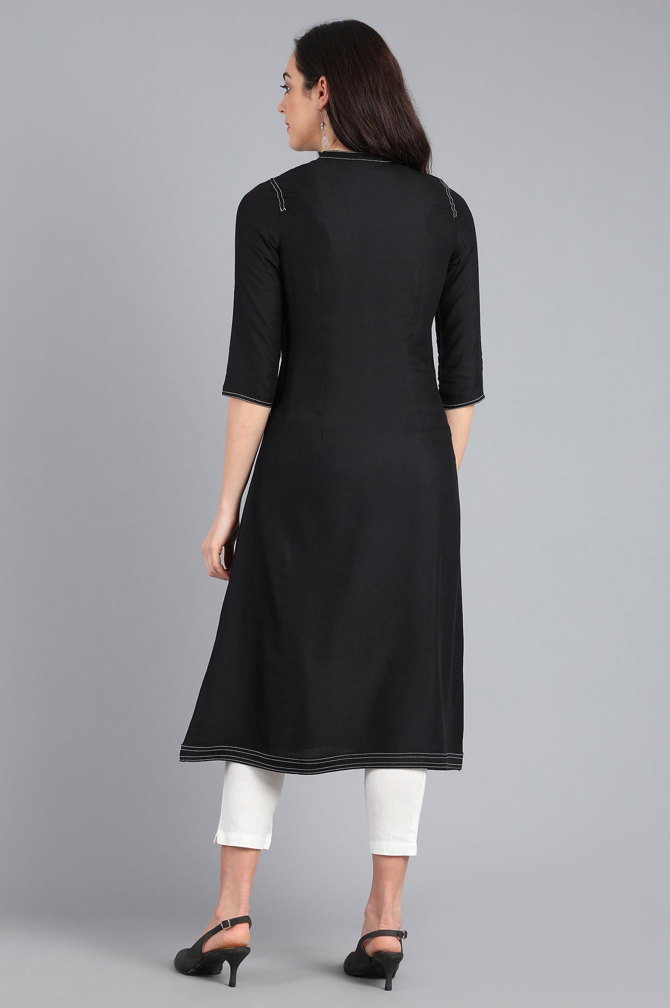 Black Mandarin Neck Solid kurta