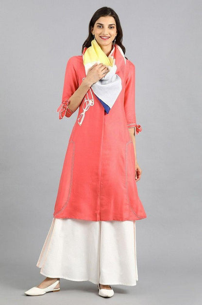 Pink Collar Neck Printed kurta - wforwoman