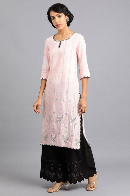 Pink Round Neck Printed kurta - wforwoman