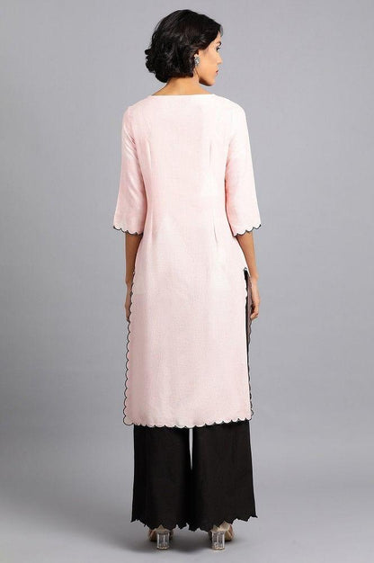 Pink Round Neck Printed kurta - wforwoman