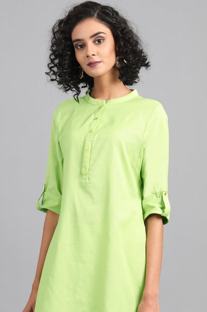 Lime Green Mandarin Neck Solid kurta