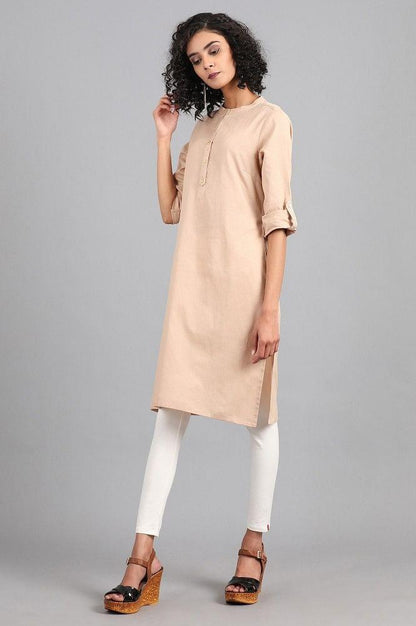 Grey Mandarin Neck Solid kurta - wforwoman