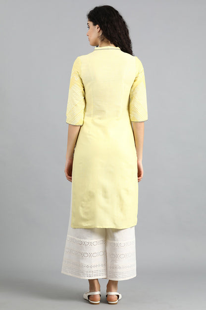 Yellow Mandarin Neck Printed kurta