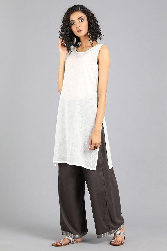 White Round Neck Solid Slip - wforwoman