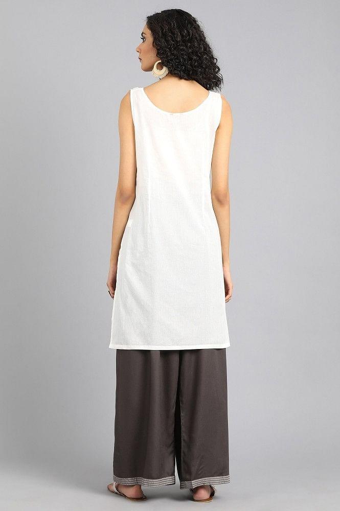 White Round Neck Solid Slip - wforwoman