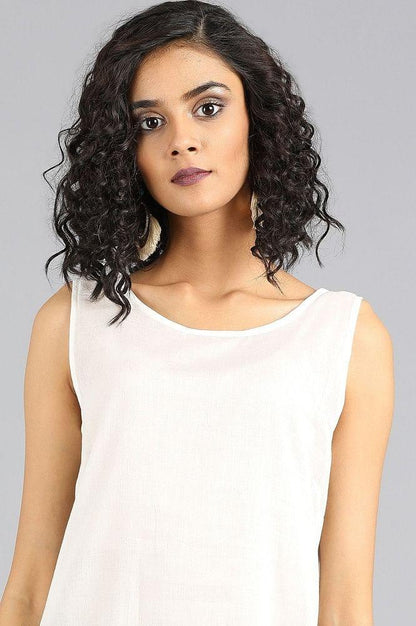 White Round Neck Solid Slip - wforwoman