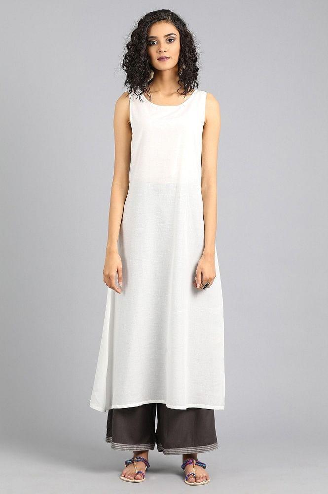 White Round Neck Solid Slip - wforwoman