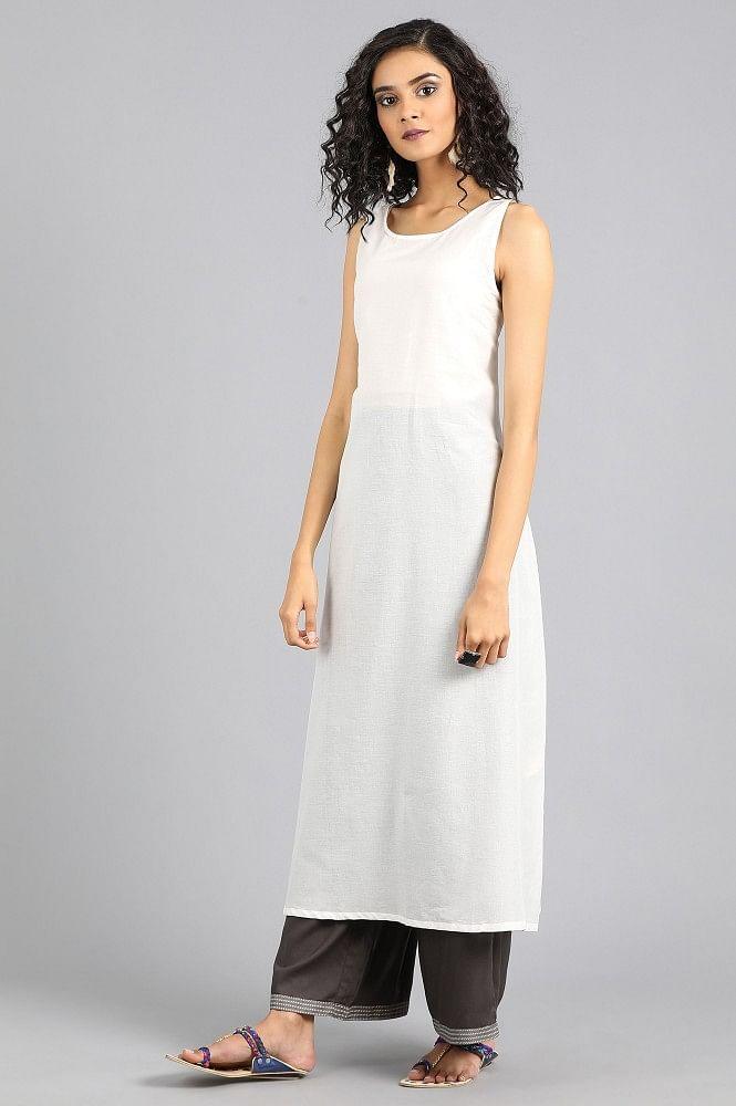 White Round Neck Solid Slip - wforwoman