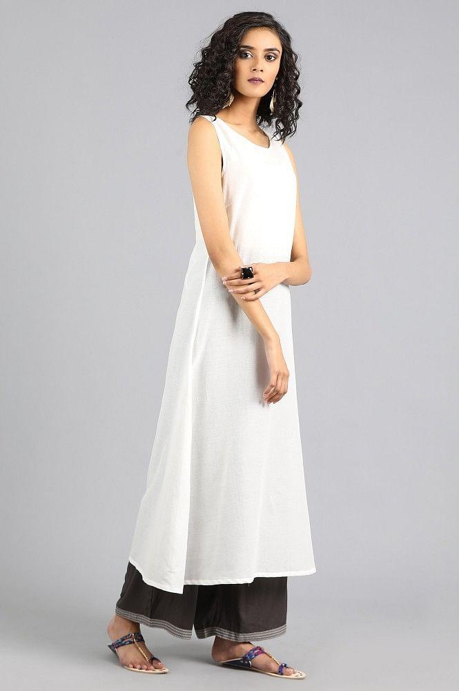 White Round Neck Solid Slip - wforwoman