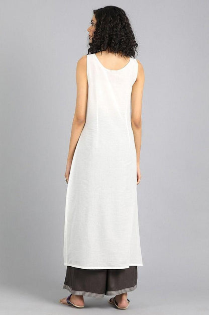 White Round Neck Solid Slip - wforwoman