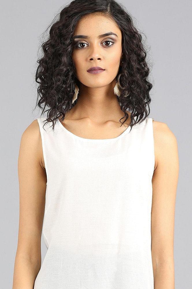 White Round Neck Solid Slip - wforwoman