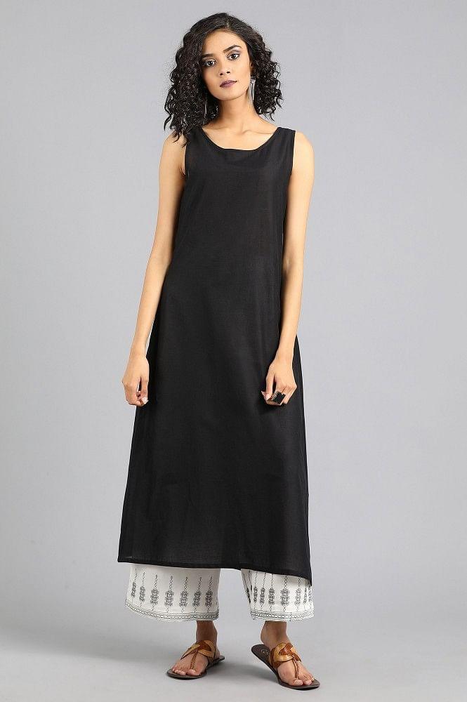 Black Round Neck Solid Slip - wforwoman