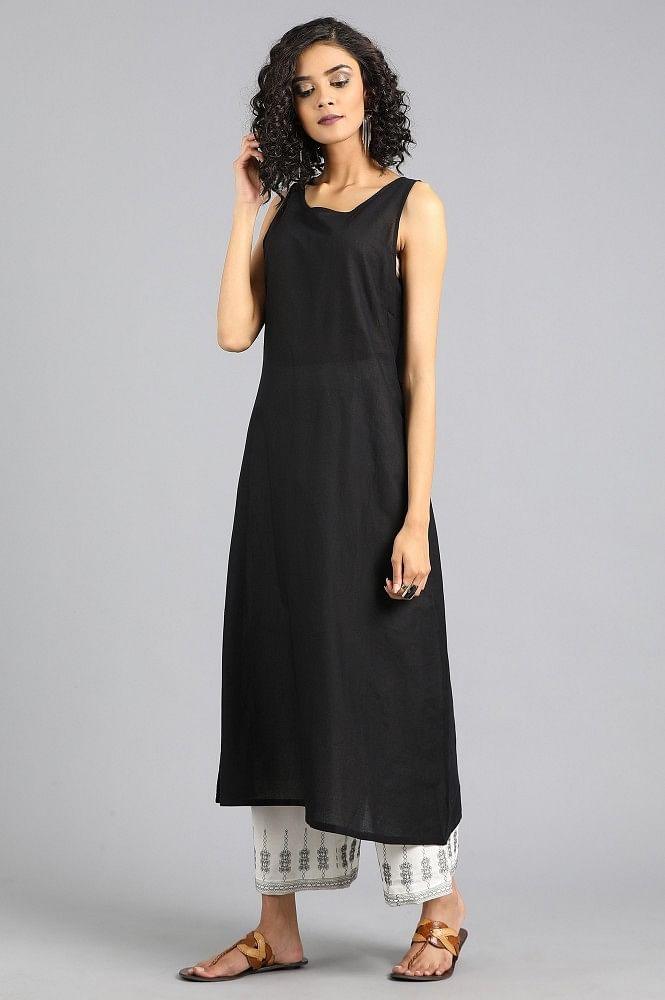 Black Round Neck Solid Slip - wforwoman