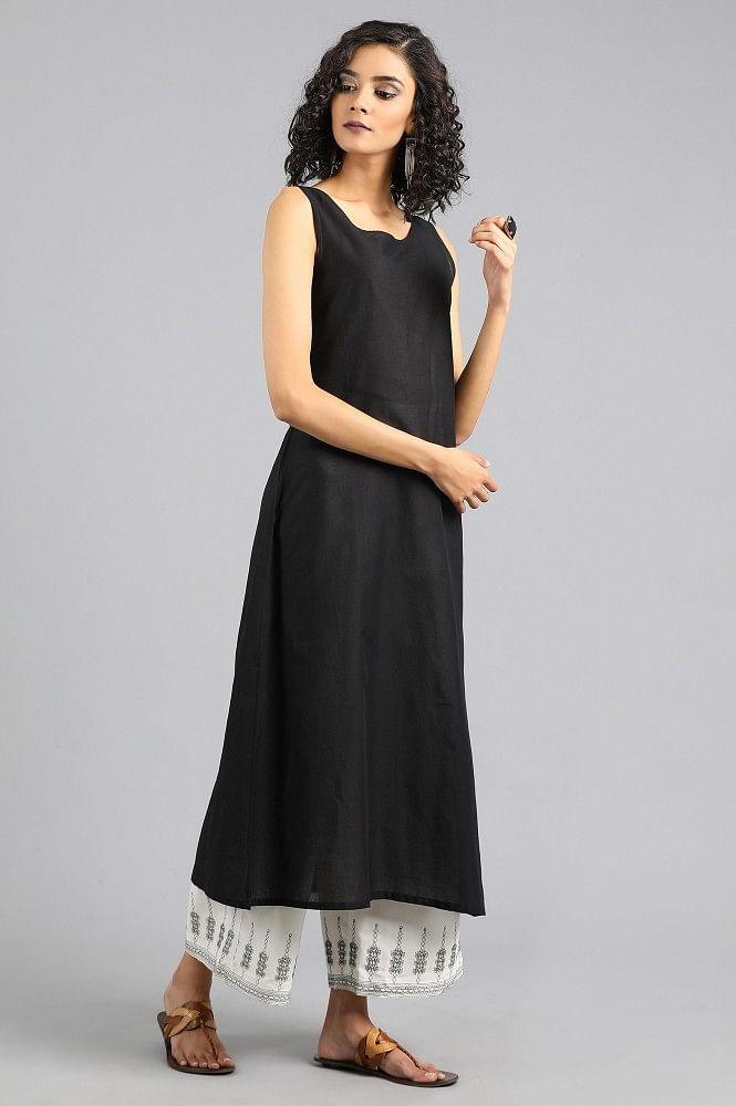 Black Round Neck Solid Slip - wforwoman