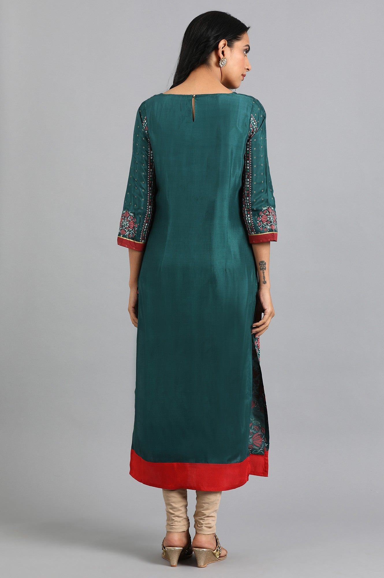 Blue Round Neck Printed kurta