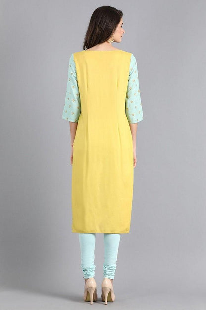 Blue Round Neck Printed kurta - wforwoman