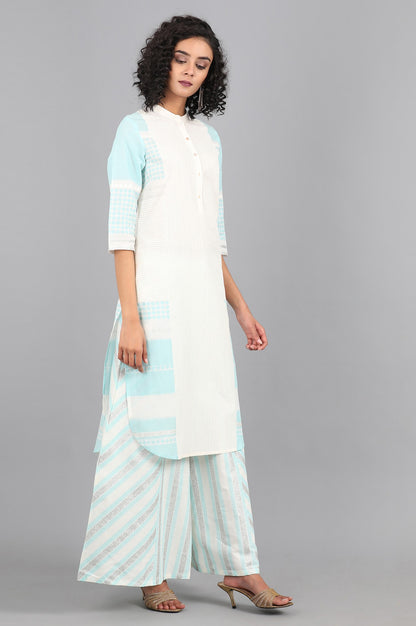 Blue Mandarin Neck Printed kurta