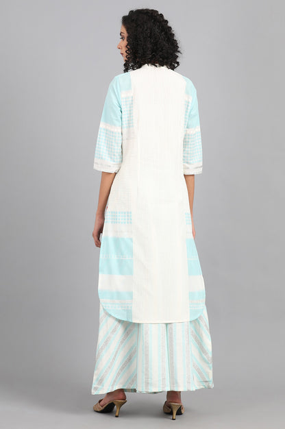 Blue Mandarin Neck Printed kurta