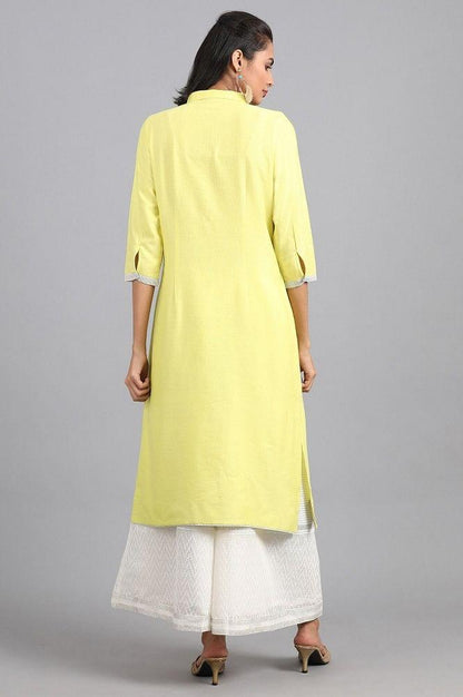 Green Collar Neck Solid kurta - wforwoman