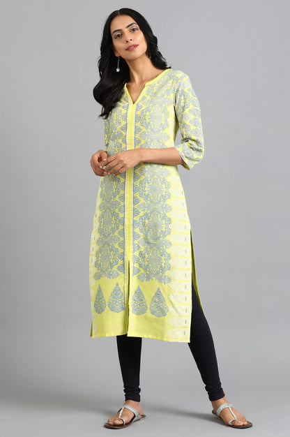 Green Round Neck Printed kurta