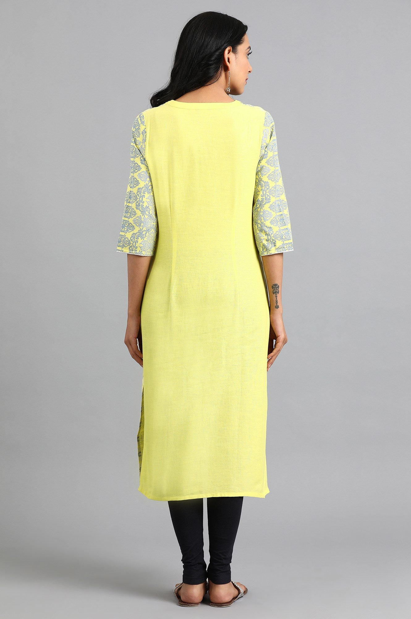 Green Round Neck Printed kurta