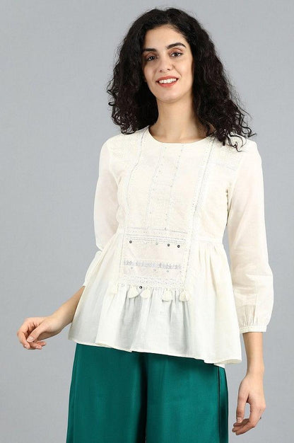 White Round Neck Top - wforwoman