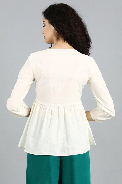 White Round Neck Top - wforwoman