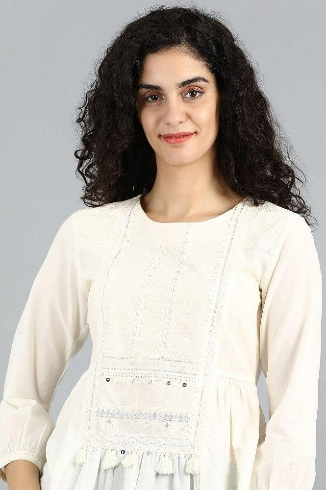 White Round Neck Top - wforwoman