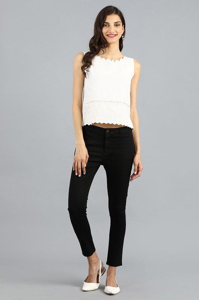 White Round Neck Top - wforwoman