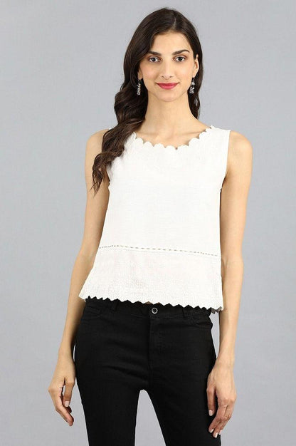 White Round Neck Top - wforwoman