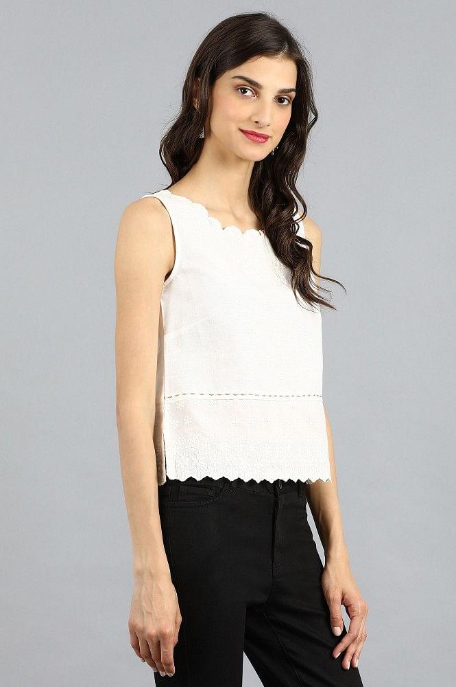 White Round Neck Top - wforwoman