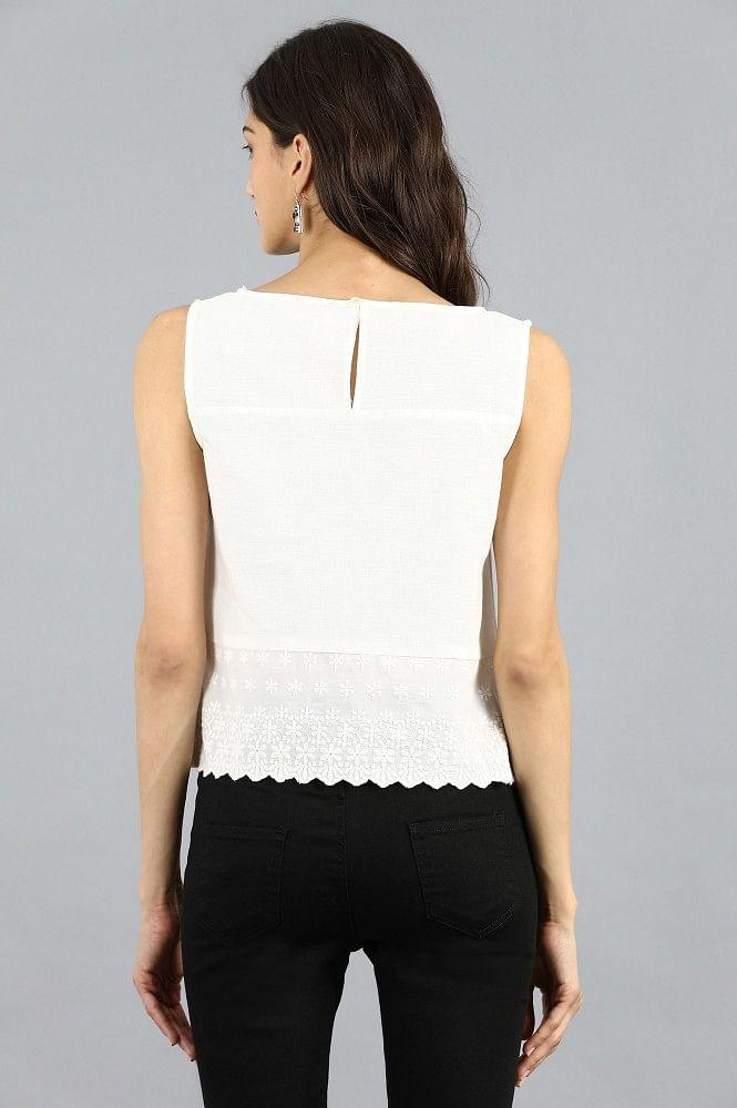 White Round Neck Top - wforwoman