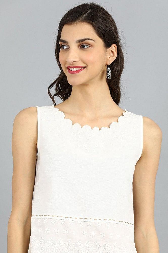 White Round Neck Top - wforwoman