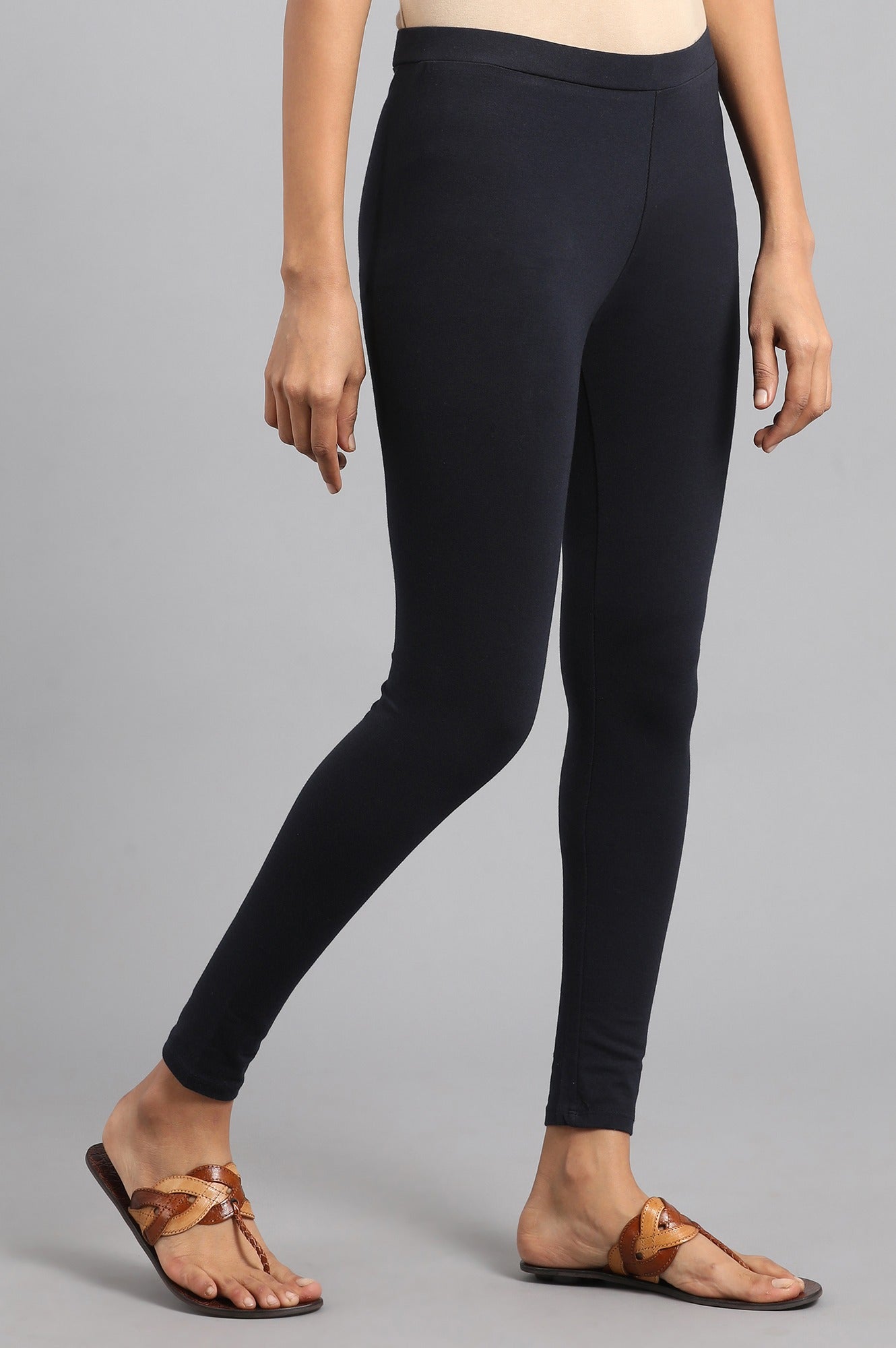 Navy Blue Solid Tights