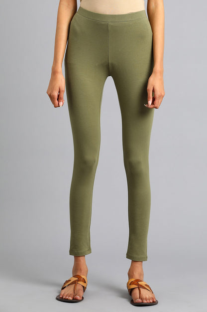 Green Solid Tights