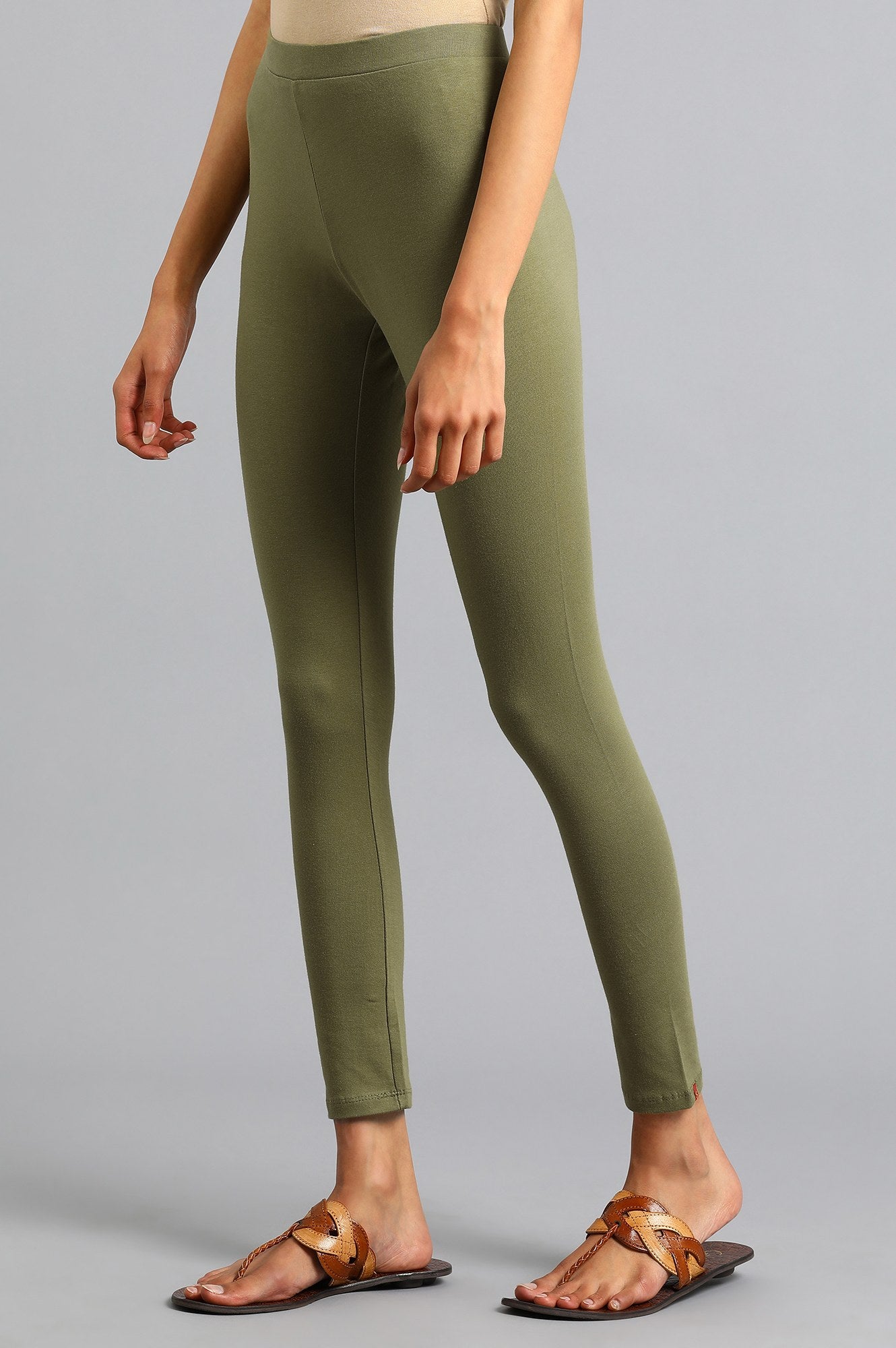 Green Solid Tights