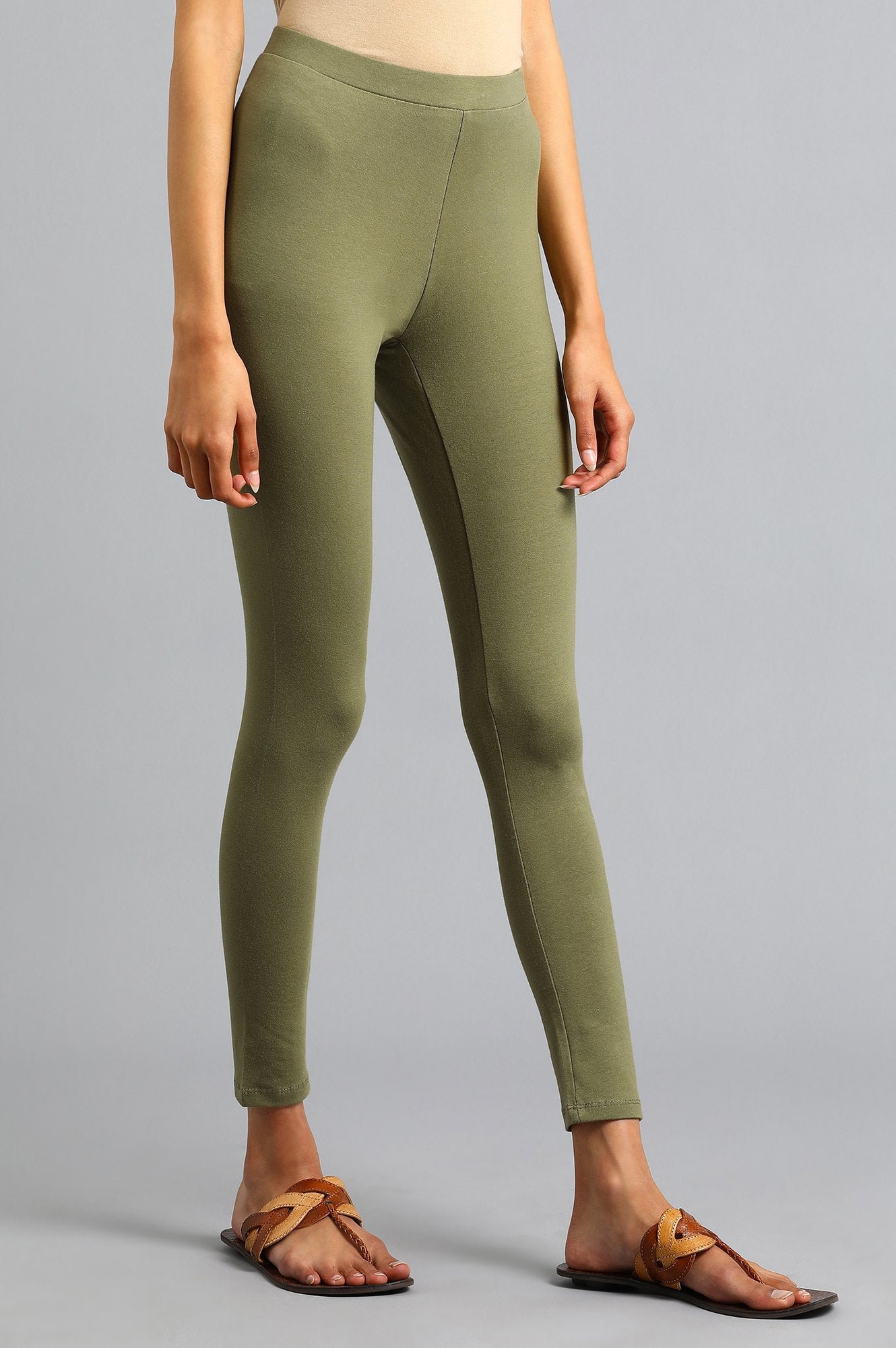 Green Solid Tights