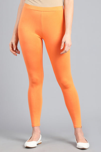 Orange Solid Tights