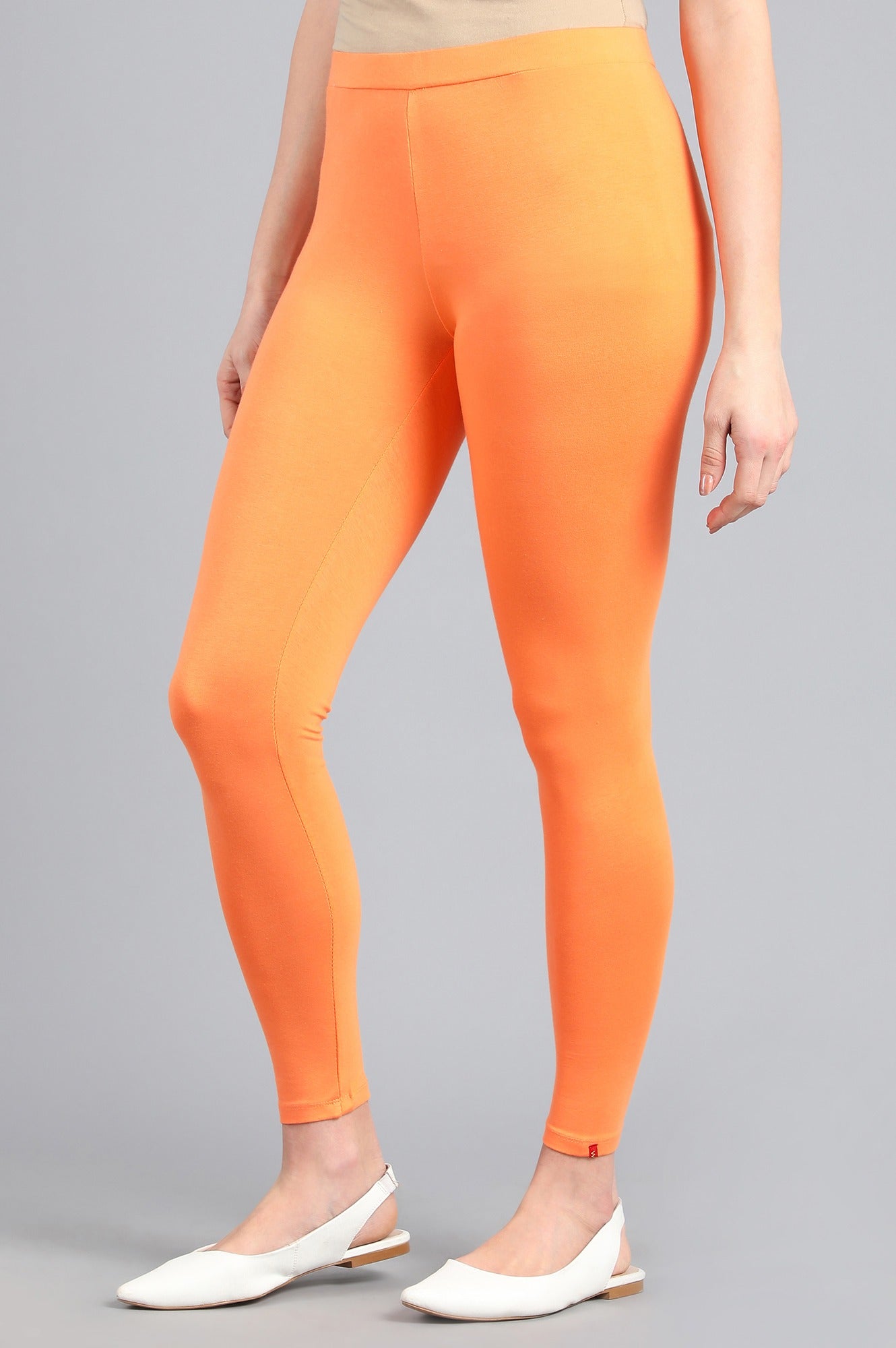 Orange Solid Tights