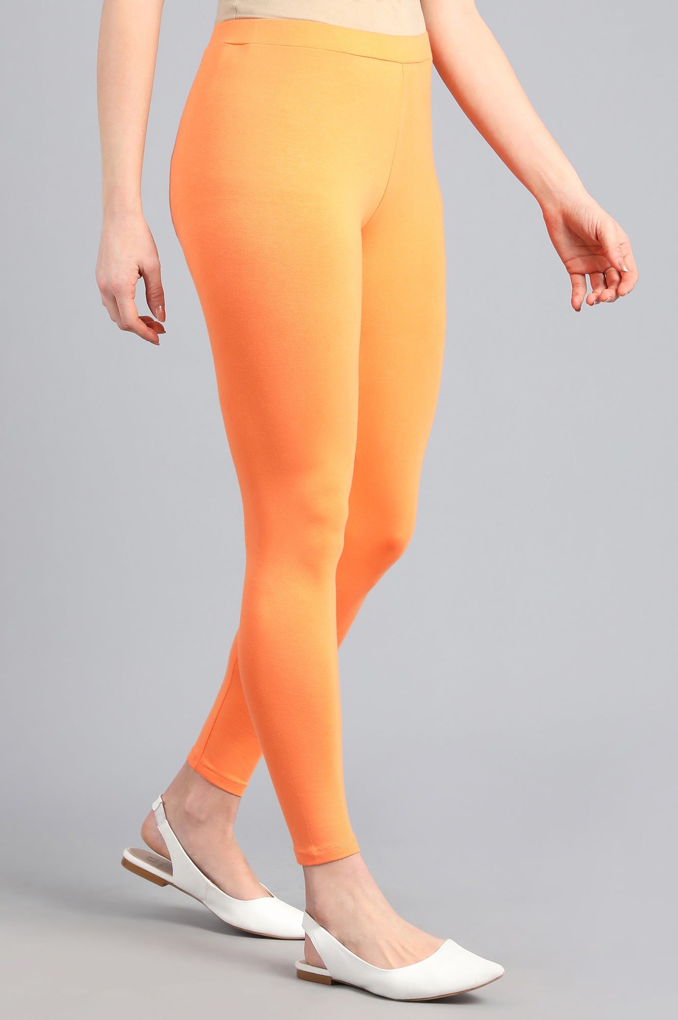 Orange Solid Tights