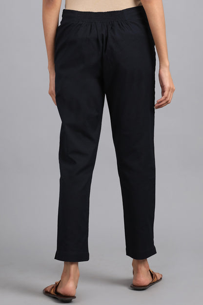 Navy Blue Solid Trousers