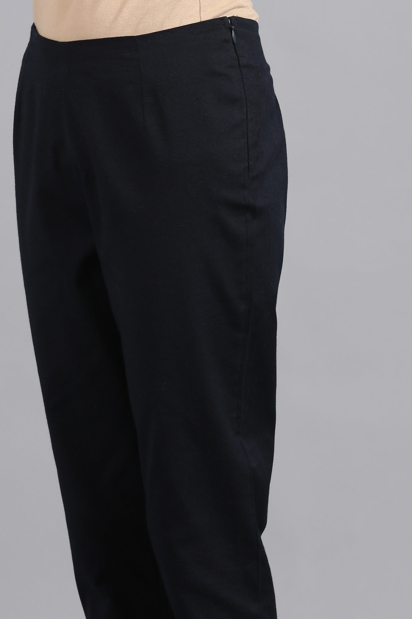 Navy Blue Solid Trousers