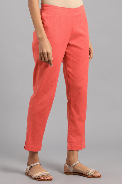 Red Ankle Length Trousers