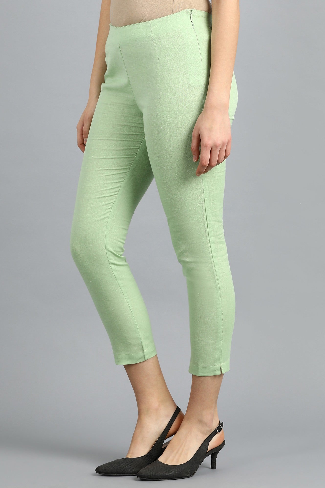 Green Ankle Length Pants