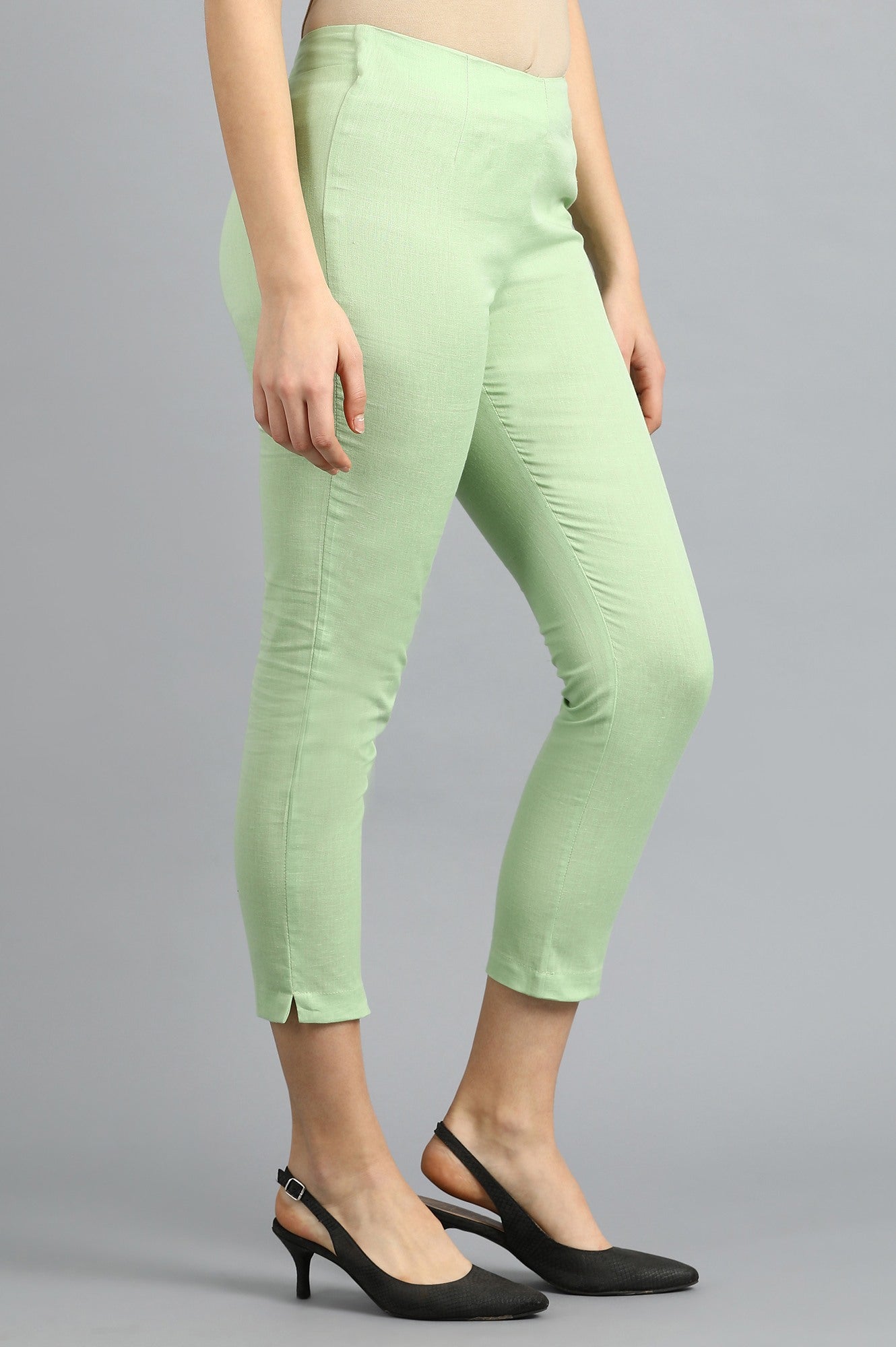 Green Ankle Length Pants