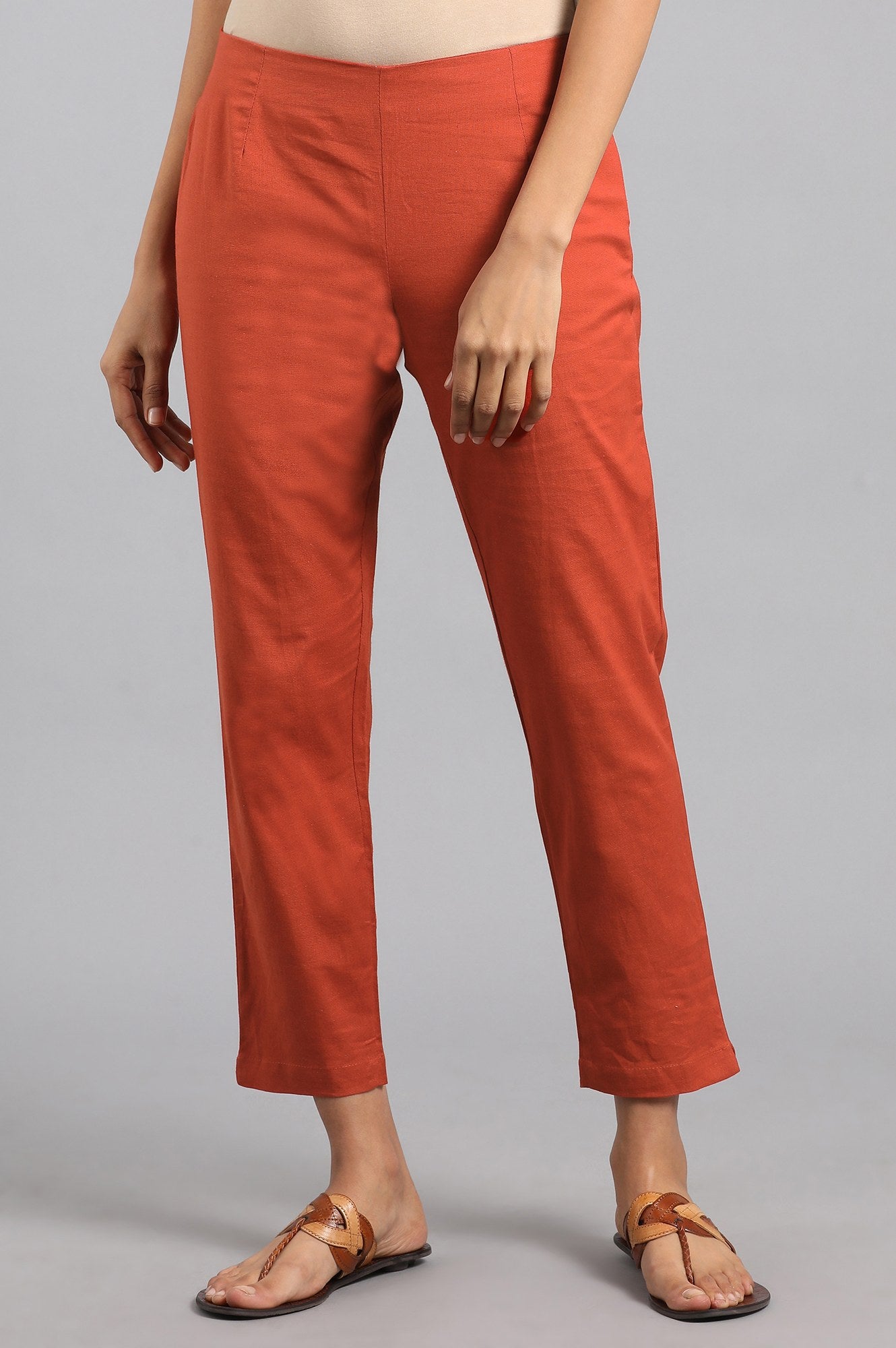 Red Solid Trousers