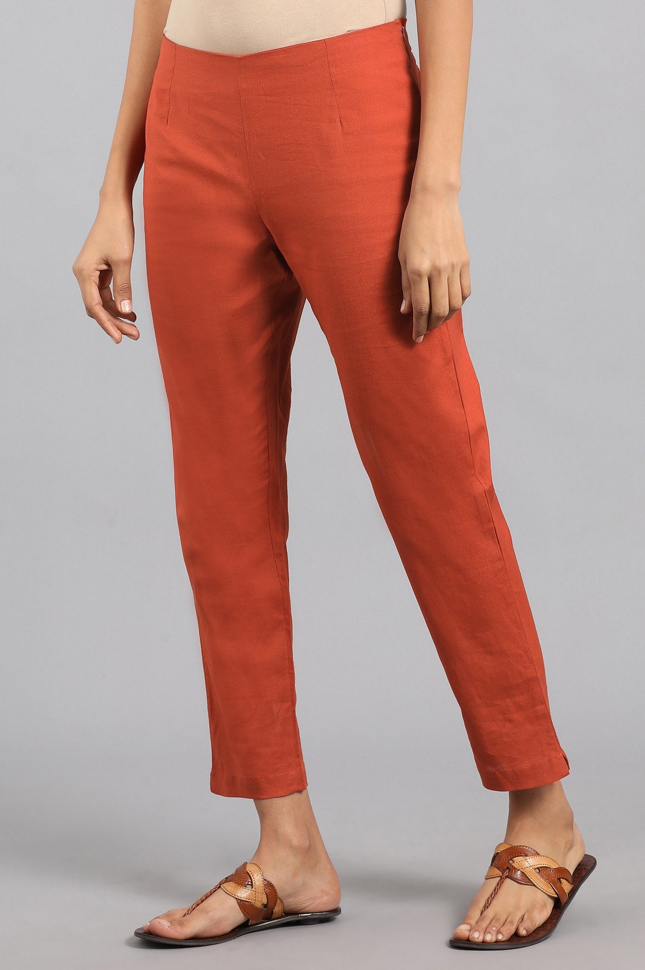 Red Solid Trousers